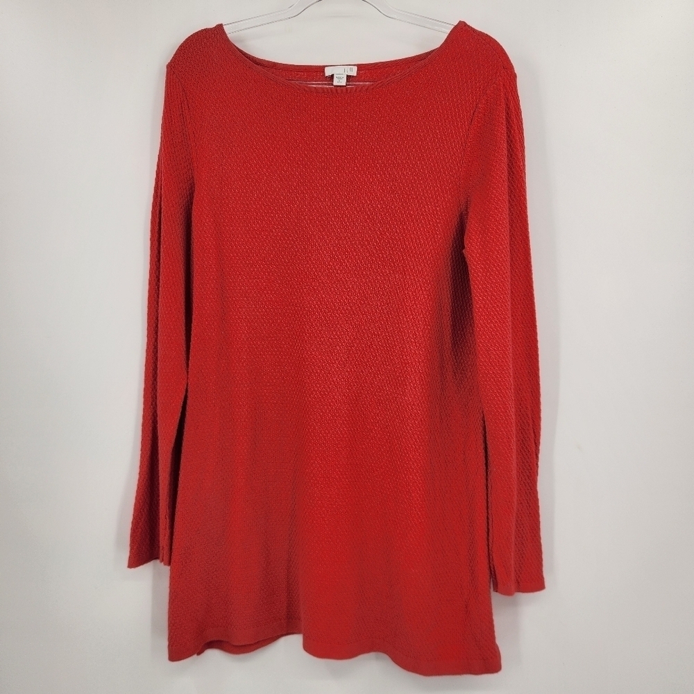 J. Jill Textured Knit Long Sleeve Tunic Sweater Womens Size Large L Tall Pink